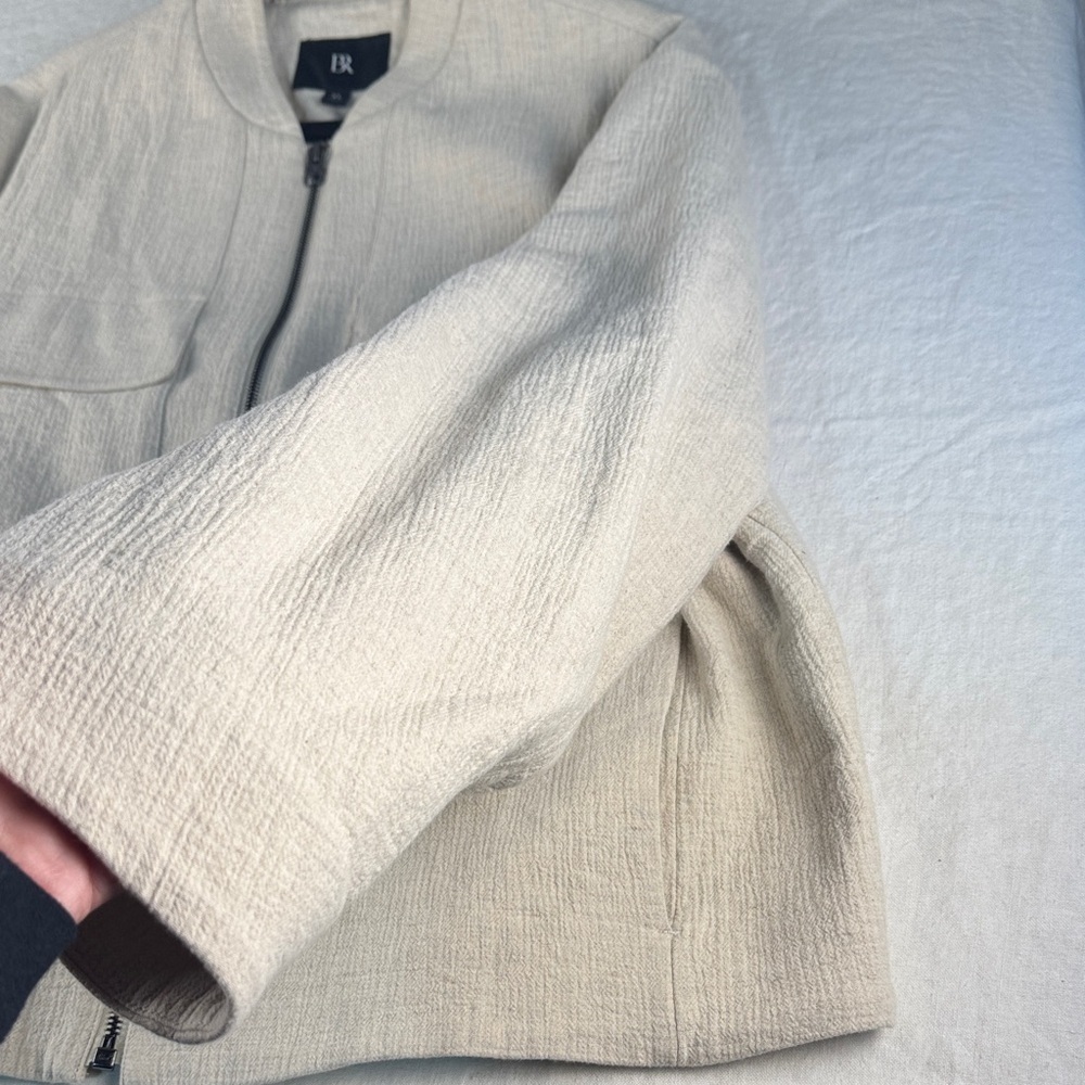 Banana Republic Bella Cotton Linen Light Tan Bomber Jacket XL - Picture 11 of 16